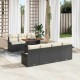 Sonata H Градински Софа Комплект 8 pcs Черно и кремаво 100 x 55 x 73 см