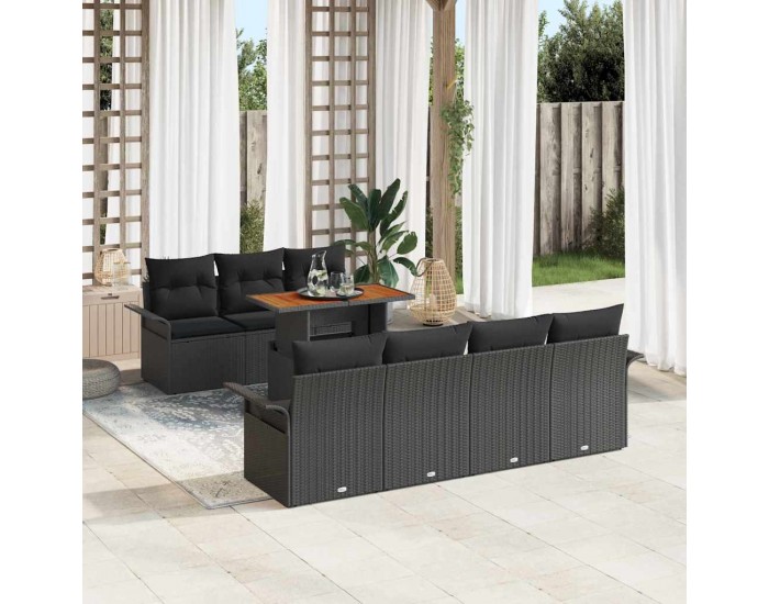Sonata H Градински Софа Комплект 8 pcs Черно 100 x 55 x 73 см