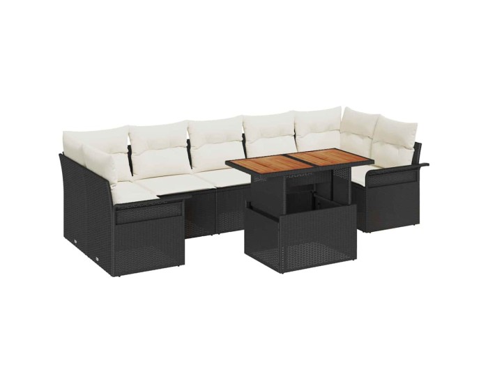 Sonata Set de canapele pentru grădină 8 buc. negru și crem