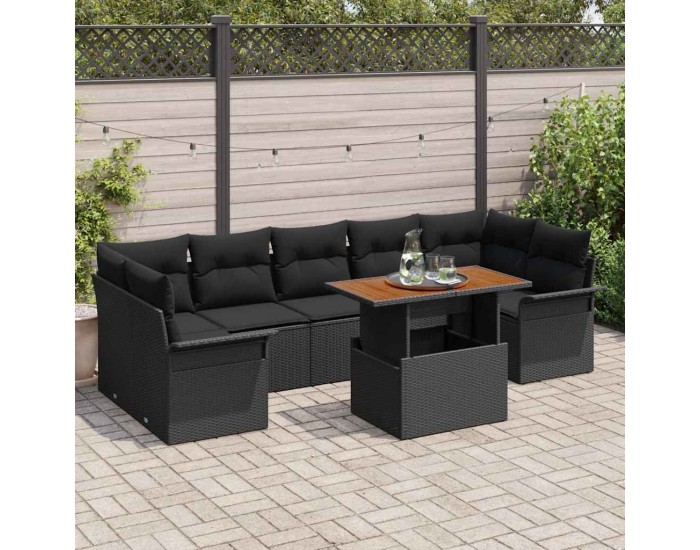 Sonata Set de canapele pentru grădină 8 buc. Negru