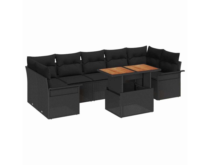 Sonata Set de canapele pentru grădină 8 buc. Negru