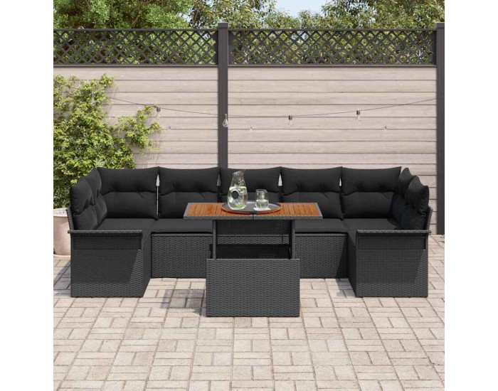 Sonata Set de canapele pentru grădină 8 buc. Negru