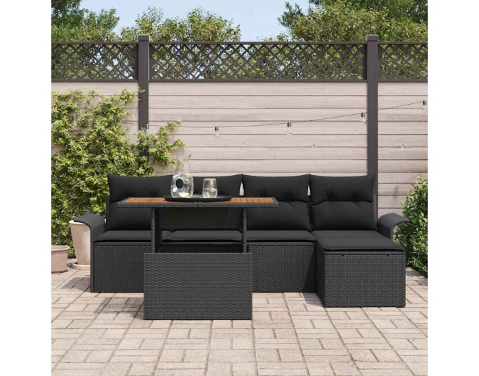 Sonata H Градински Софа Комплект с възглавница 6 pcs Черно