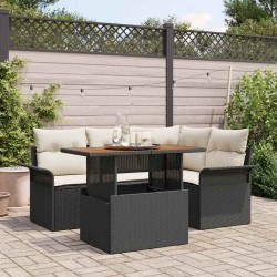 Sonata H Градински Софа Комплект 5 pcs Черно и кремаво 100 x 55 x 73 см - Canapele și bănci de grădină