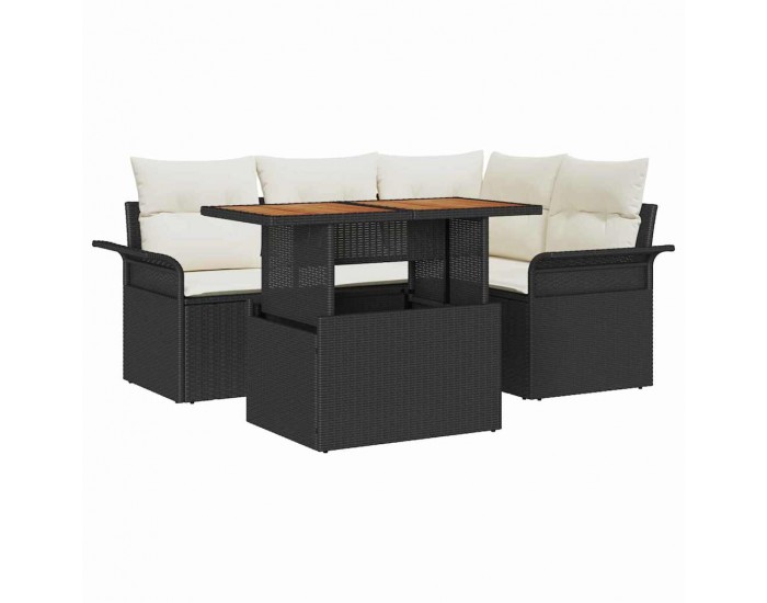 Sonata H Градински Софа Комплект 5 pcs Черно и кремаво 100 x 55 x 73 см
