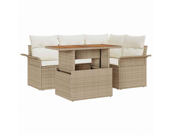 Sonata H Градински Софа Комплект 5 pcs бежово и кремаво 100 x 55 x 73 см