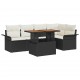 Sonata H Градински Софа Комплект 6 pcs Черно и кремаво 100 x 55 x 73 см