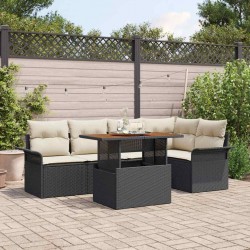 Sonata H Градински Софа Комплект 6 pcs Черно и кремаво 100 x 55 x 73 см - Canapele și bănci de grădină