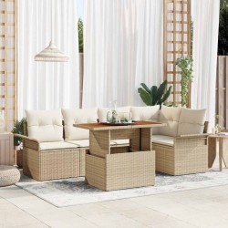 Sonata H Градински Софа Комплект 6 pcs бежово и кремаво 100 x 55 x 73 см - Canapele și bănci de grădină