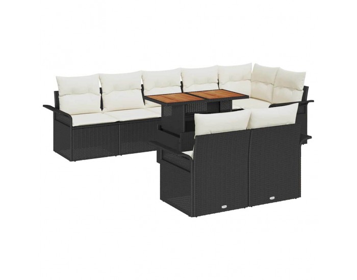 Sonata H Градински Софа Комплект 9 pcs Черно и кремаво 100 x 55 x 73 см
