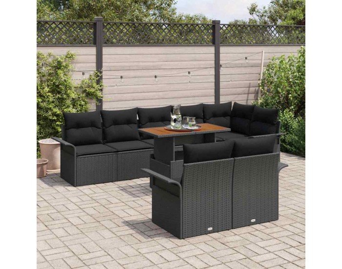 Sonata H Градински Софа Комплект 9 pcs Черно 100 x 55 x 73 см