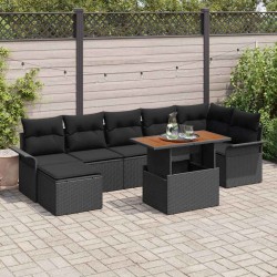 Sonata H Градински Софа Комплект с възглавница 8 pcs Черно - Canapele și bănci de grădină