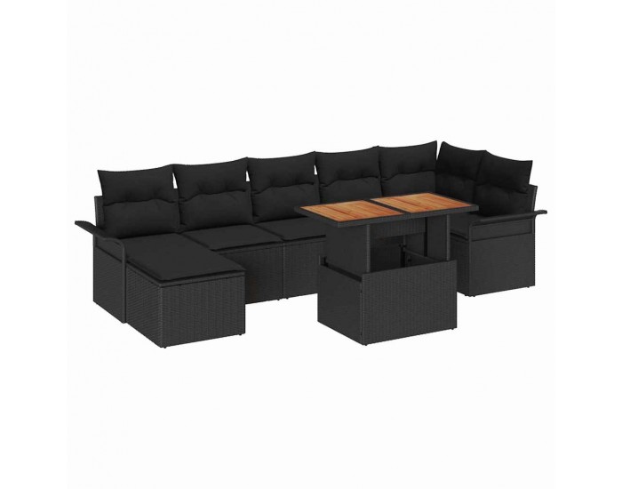 Sonata H Градински Софа Комплект с възглавница 8 pcs Черно