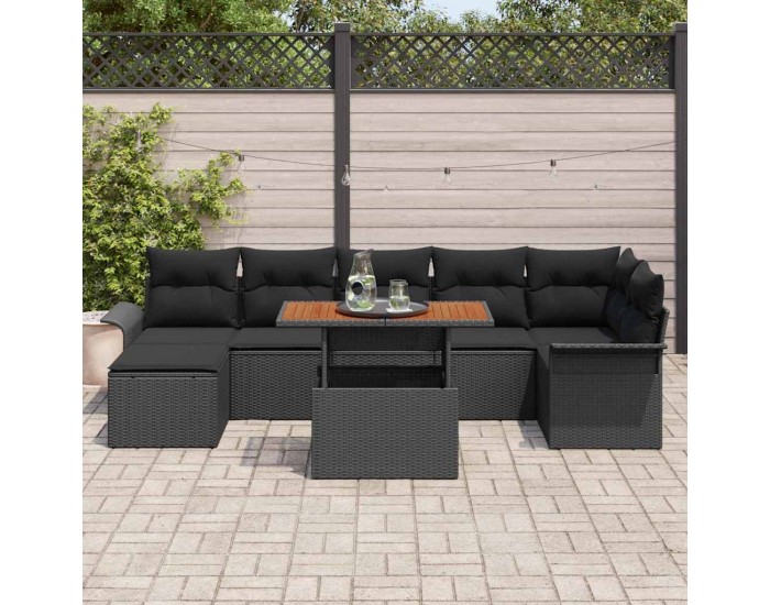Sonata H Градински Софа Комплект с възглавница 8 pcs Черно