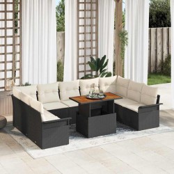 Sonata H Градински Софа Комплект 10 pcs Черно и кремаво 100 x 55 x 73 см - Canapele și bănci de grădină