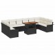 Sonata H Градински Софа Комплект 11 pcs Черно и кремаво 100 x 55 x 73 см