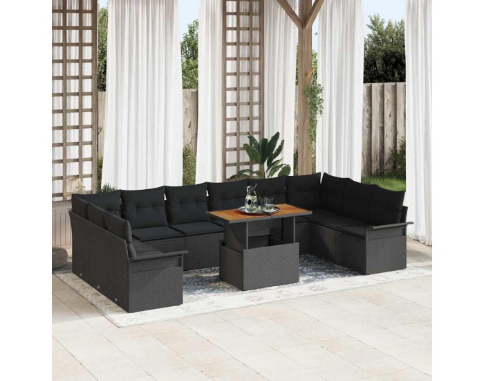 Sonata H Градински Софа Комплект 11 pcs Черно 100 x 55 x 73 см