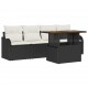 Sonata H Градински Софа Комплект 5 pcs Черно и кремаво 100 x 55 x 73 см