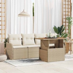 Sonata H Градински Софа Комплект 5 pcs бежово и кремаво 100 x 55 x 73 см - Canapele și bănci de grădină