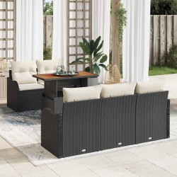 Sonata H Градински Софа Комплект 6 pcs Черно и кремаво 100 x 55 x 73 см - Canapele și bănci de grădină