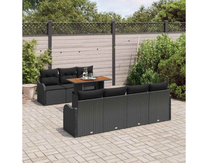 Sonata Set de canapele pentru grădină 8 buc. Negru