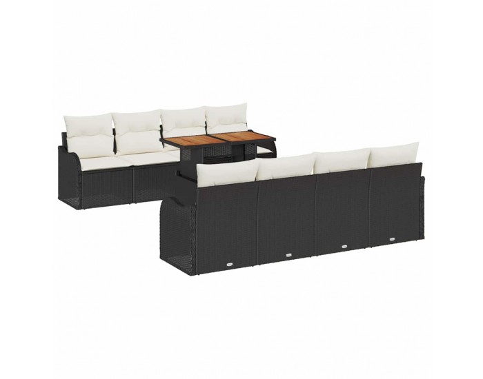 Sonata Set de canapele pentru grădină 7 buc. negru și crem