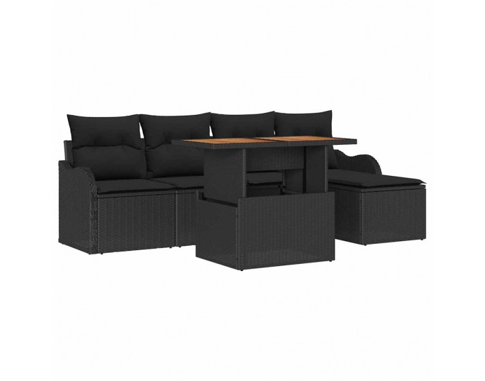 Sonata H Градински Софа Комплект с възглавница 6 pcs Черно