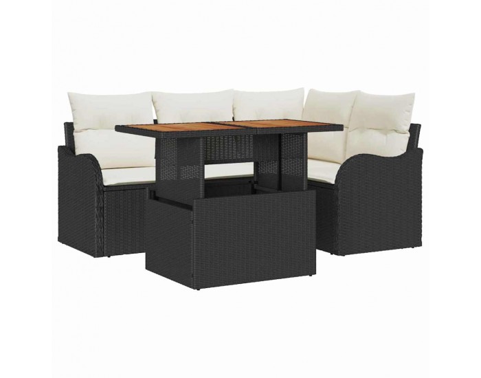 Sonata H Градински Софа Комплект 5 pcs Черно и кремаво 100 x 55 x 73 см