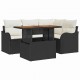 Sonata H Градински Софа Комплект 5 pcs Черно и кремаво 100 x 55 x 73 см