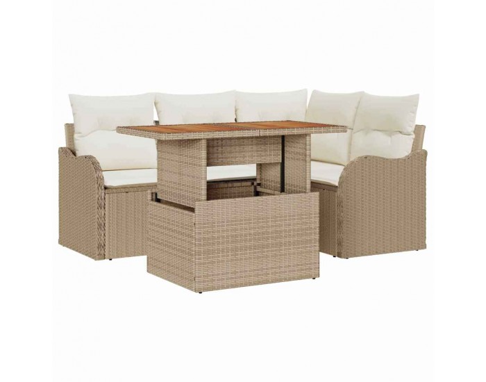 Sonata H Градински Софа Комплект 5 pcs бежово и кремаво 100 x 55 x 73 см