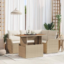 Sonata H Градински Софа Комплект 5 pcs бежово и кремаво 100 x 55 x 73 см - Canapele și bănci de grădină