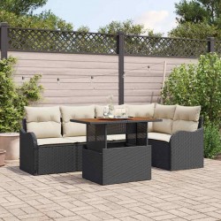 Sonata H Градински Софа Комплект 6 pcs Черно и кремаво 100 x 55 x 73 см - Canapele și bănci de grădină