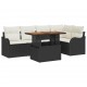 Sonata H Градински Софа Комплект 6 pcs Черно и кремаво 100 x 55 x 73 см