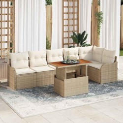 Sonata H Градински Софа Комплект 7 pcs бежово и кремаво 100 x 55 x 73 см - Canapele și bănci de grădină
