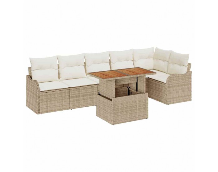 Sonata H Градински Софа Комплект 7 pcs бежово и кремаво 100 x 55 x 73 см