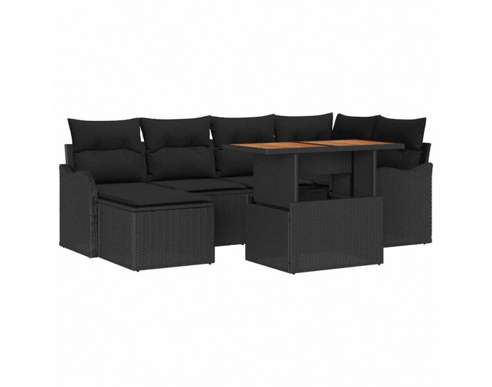 Sonata H Градински Софа Комплект с възглавница 7 pcs Черно