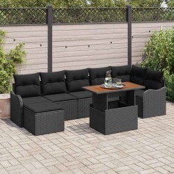 Sonata H Градински Софа Комплект с възглавница 8 pcs Черно - Canapele și bănci de grădină