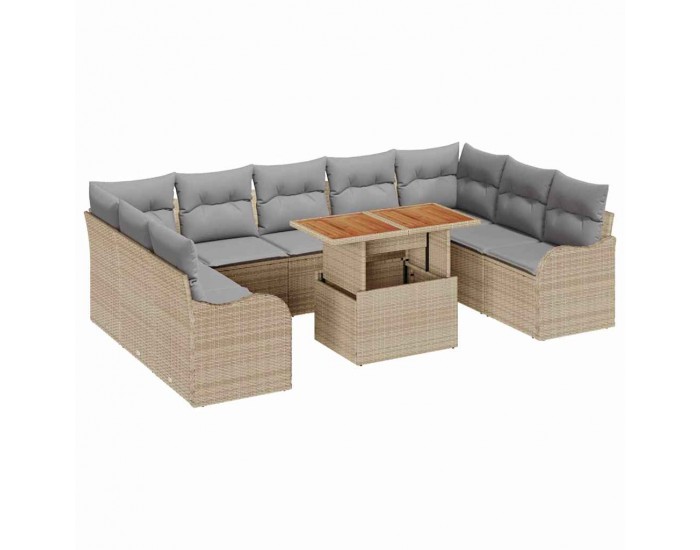 Sonata H Градински Софа Комплект 10 pcs бежово и светлосиво