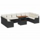 Sonata H Градински Софа Комплект 11 pcs Черно и кремаво 100 x 55 x 73 см