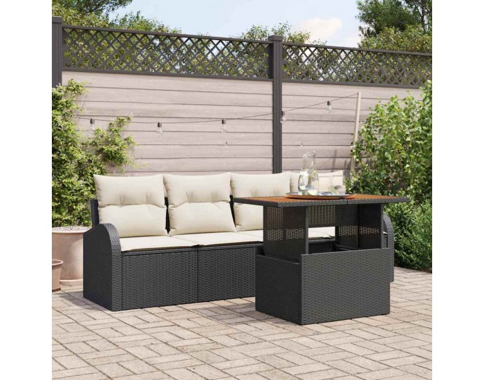 Sonata H Градински Софа Комплект 5 pcs Черно и кремаво 100 x 55 x 73 см