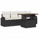 Sonata H Градински Софа Комплект 5 pcs Черно и кремаво 100 x 55 x 73 см