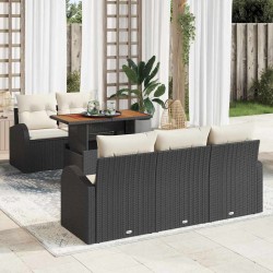 Sonata H Градински Софа Комплект 6 pcs Черно и кремаво 100 x 55 x 73 см - Canapele și bănci de grădină