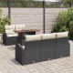 Sonata H Градински Софа Комплект 6 pcs Черно и кремаво 100 x 55 x 73 см