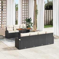 Sonata H Градински Софа Комплект 8 pcs Черно и кремаво 100 x 55 x 73 см - Canapele și bănci de grădină
