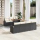 Sonata H Градински Софа Комплект 8 pcs Черно и кремаво 100 x 55 x 73 см