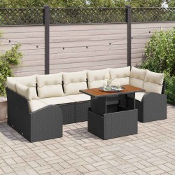 Sonata H Градински Софа Комплект 8 pcs Черно и кремаво 100 x 55 x 73 см - Canapele și bănci de grădină