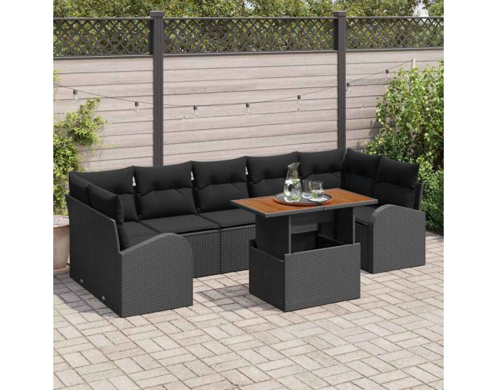 Sonata H Градински Софа Комплект 8 pcs Черно 100 x 55 x 73 см
