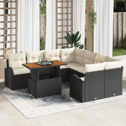 Sonata H Градински Софа Комплект 9 pcs Черно и кремаво 100 x 55 x 73 см - Canapele și bănci de grădină