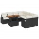 Sonata H Градински Софа Комплект 9 pcs Черно и кремаво 100 x 55 x 73 см