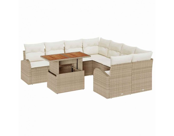 Sonata H Градински Софа Комплект 9 pcs бежово и кремаво 100 x 55 x 73 см